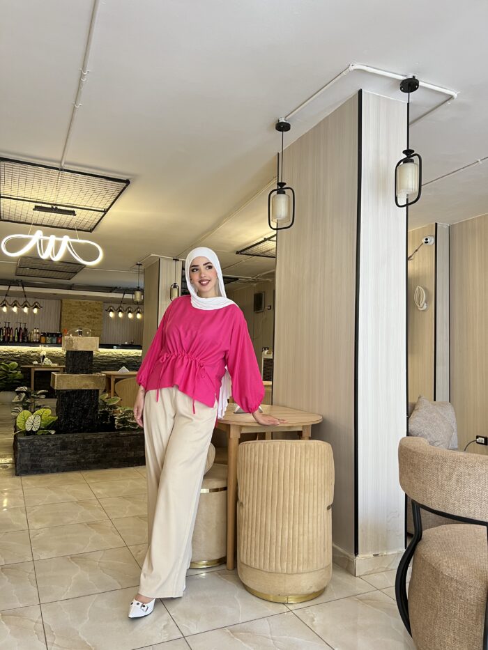 ⁦بلوزة كتان رباط في الوسط⁩ - الصورة ⁦6⁩