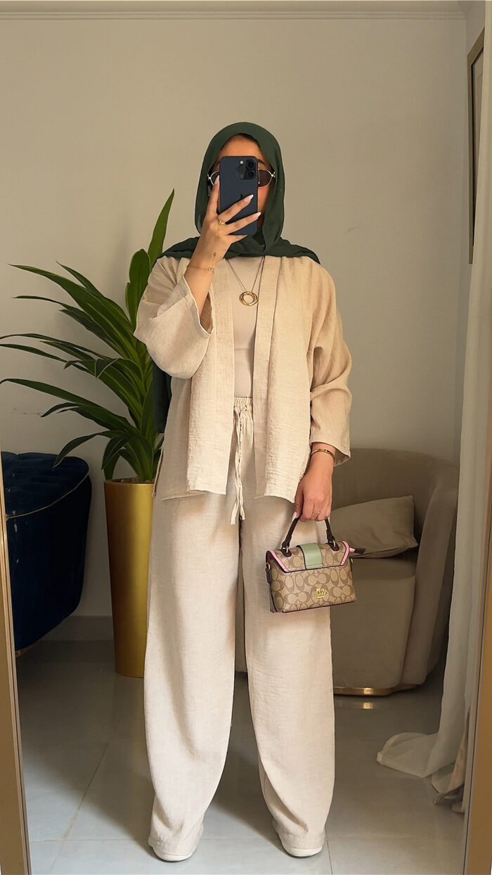 ⁦سيت كتان (كيمونو +بنطلون)⁩ - الصورة ⁦5⁩