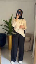 بنطلون كريب رباط في الوسط