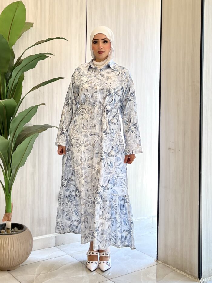 ⁦فستان كتان مطبوع⁩ - الصورة ⁦4⁩