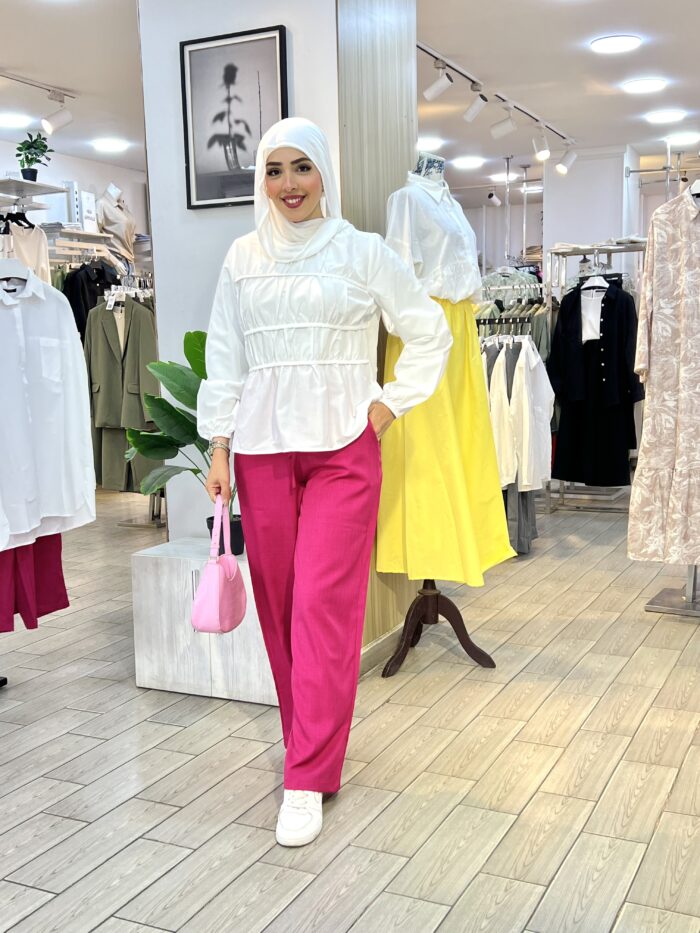 ⁦بلوزة قطن كسرات في الصدر⁩ - الصورة ⁦6⁩