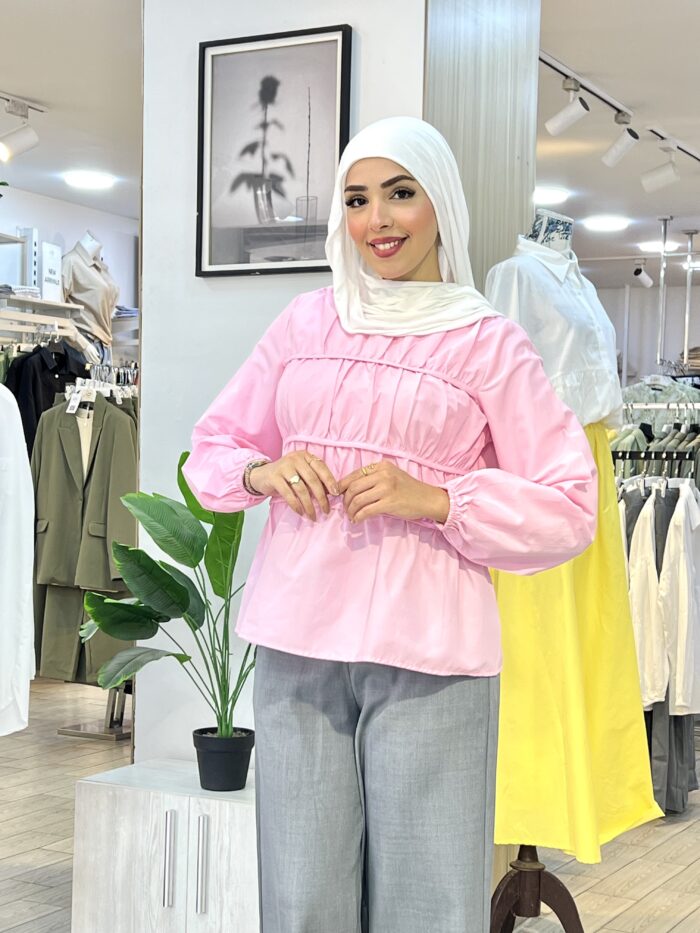 ⁦بلوزة قطن كسرات في الصدر⁩ - الصورة ⁦1⁩